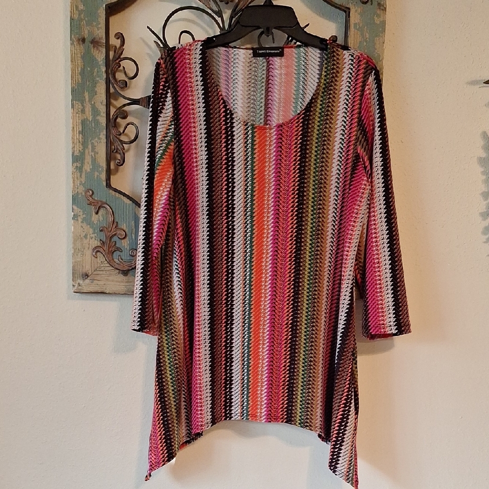 Chic Pink/Orange bright Colored long Tunic. NWOT Size LARGE